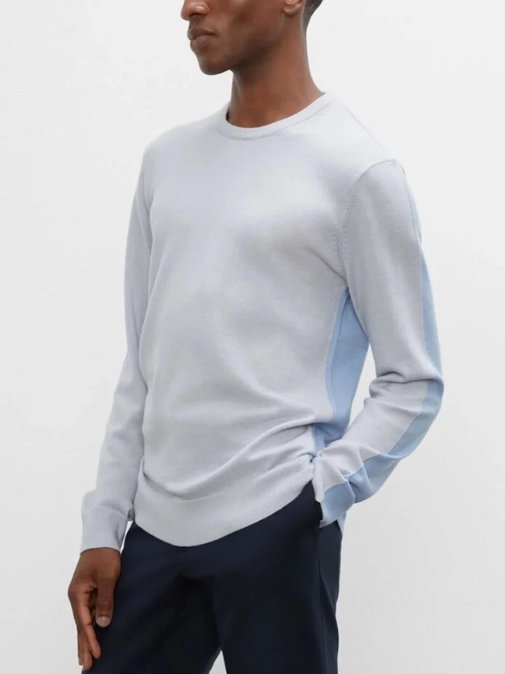 Club Monaco Light Blue Colorblock Crewneck Sweater